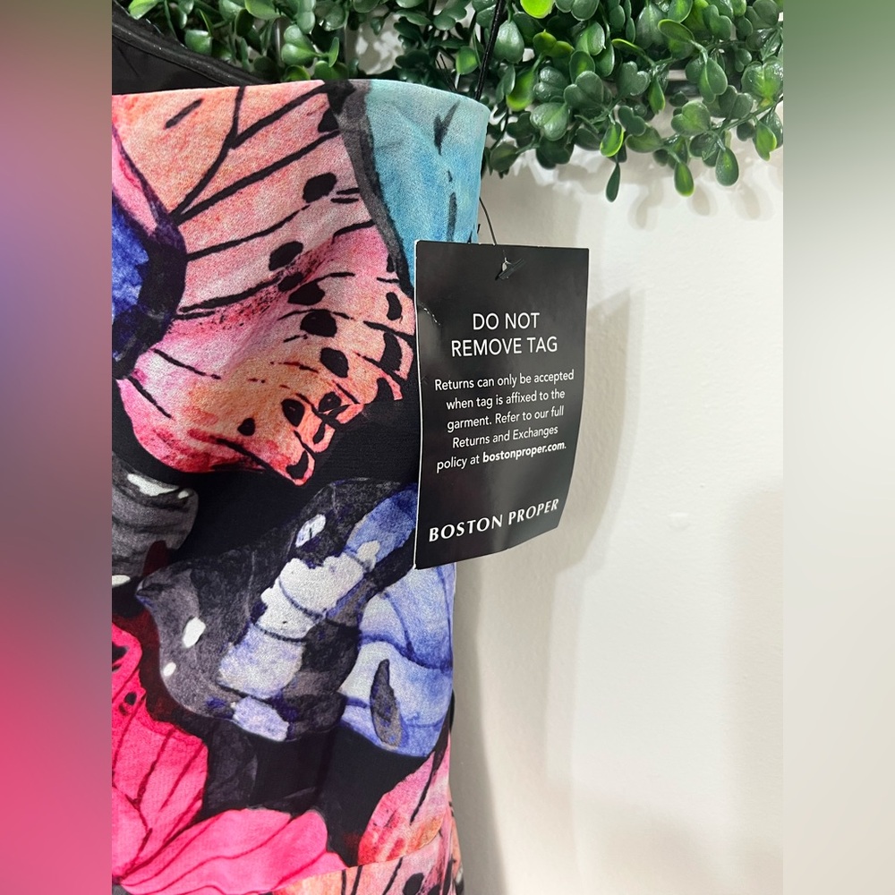 Boston Proper NWT One Shoulder Butterfly Print Multicolor Whimsical Fairy 14 - Picture 6 of 12